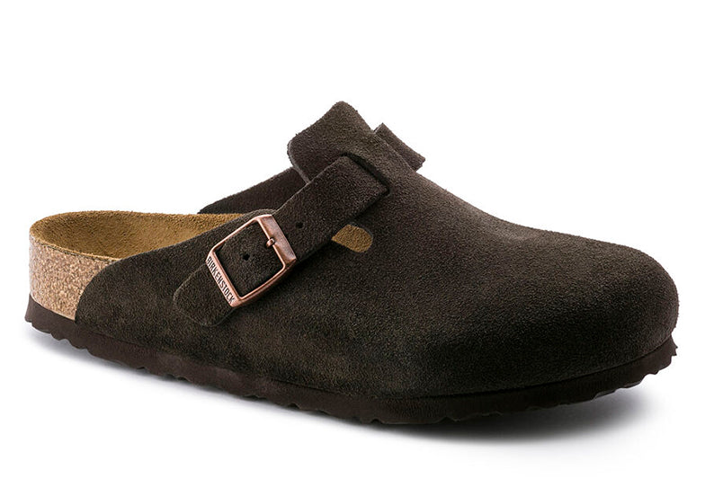 Birkenstock Boston Suede Mocha | Zueco Unisex con Plantilla Anatómica