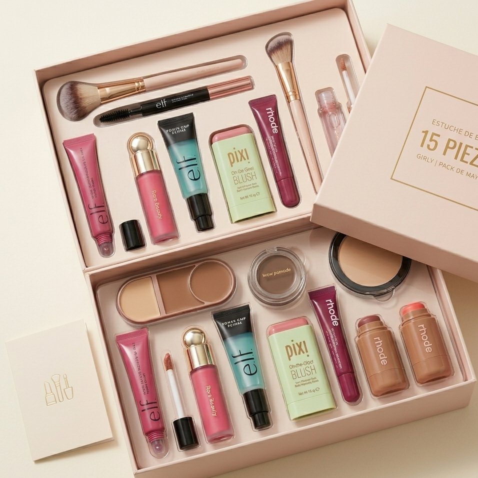Pack de Mayoreo Premium – Caja de Maquillaje Tendencia (15 pzs)
