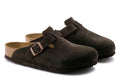 Birkenstock Boston Suede Mocha | Zueco Unisex con Plantilla Anatómica