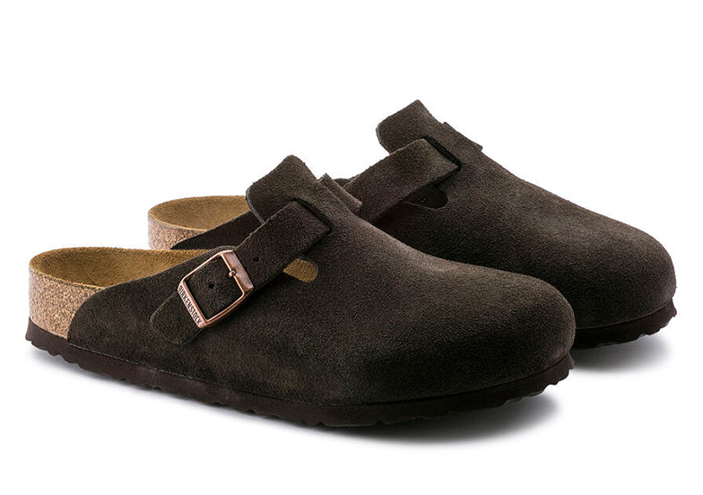 Birkenstock Boston Suede Mocha | Zueco Unisex con Plantilla Anatómica